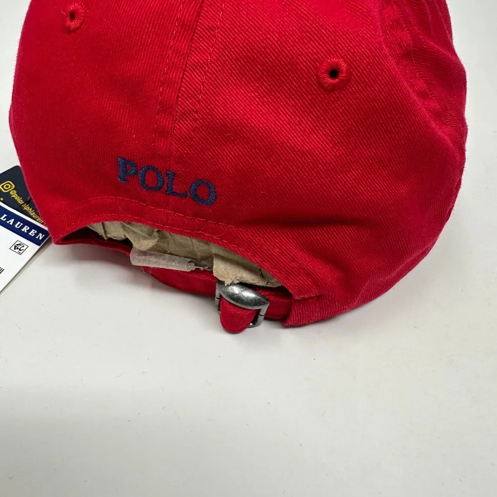 Polo Ralph Lauren Hat Kids Adjustable Red Cotton Signature Pony Cap